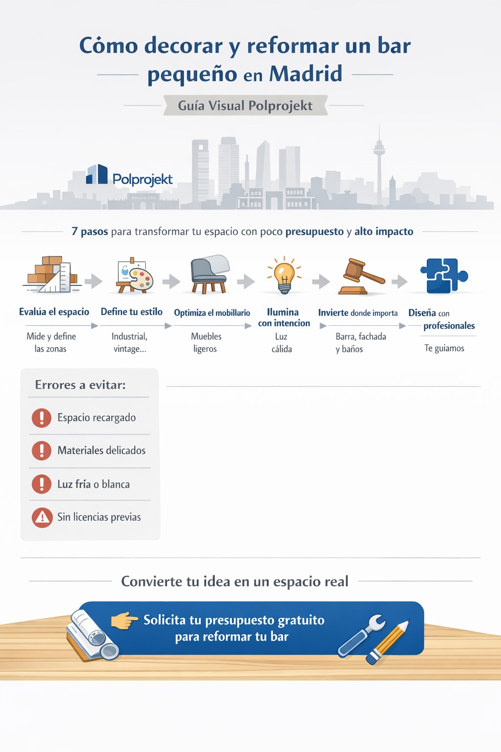 Cómo decorar y reformar un bar pequeño en Madrid